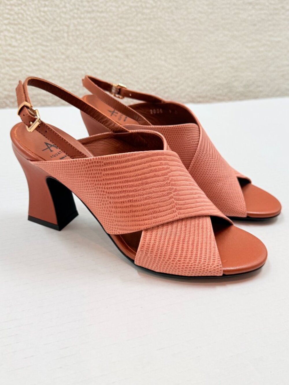Aquatalia Women’s Catarina Embossed Leather Slingback Sandal Pink Toffee Color 9